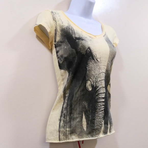 Lace Up Back Yellow Elephant Redesigned T-shirt - Picture 3 of 4